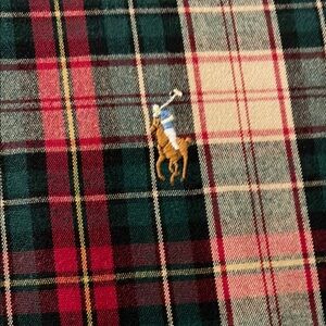 Ralph Lauren Casual Button Down Shirt Green and Red Plaid